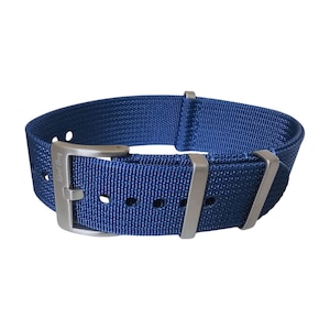Geribbeld opgewaardeerd nylon militair horlogebandje 1,4 mm dik 20 mm 22 mm koningsblauw