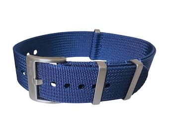 Ribbed Upgraded Nylon Military Watch Strap 1.4mm Thick 20mm 22mm Royal Blue