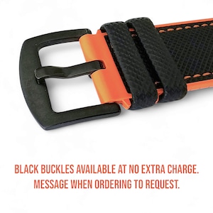 Sailcloth FKM Rubber Watch Strap: Black & Red Divers Band image 4