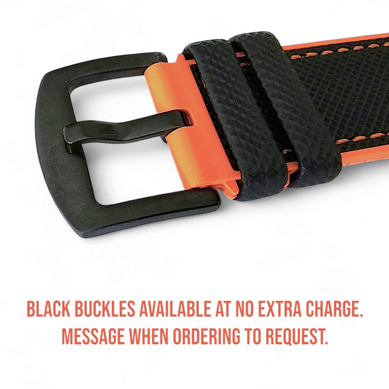 Sailcloth FKM Rubber Watch Strap: Black & Red Divers Band image 4