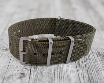 Sentinel Ribbed Nylon Watch Strap 18mm 20mm 22mm Green
