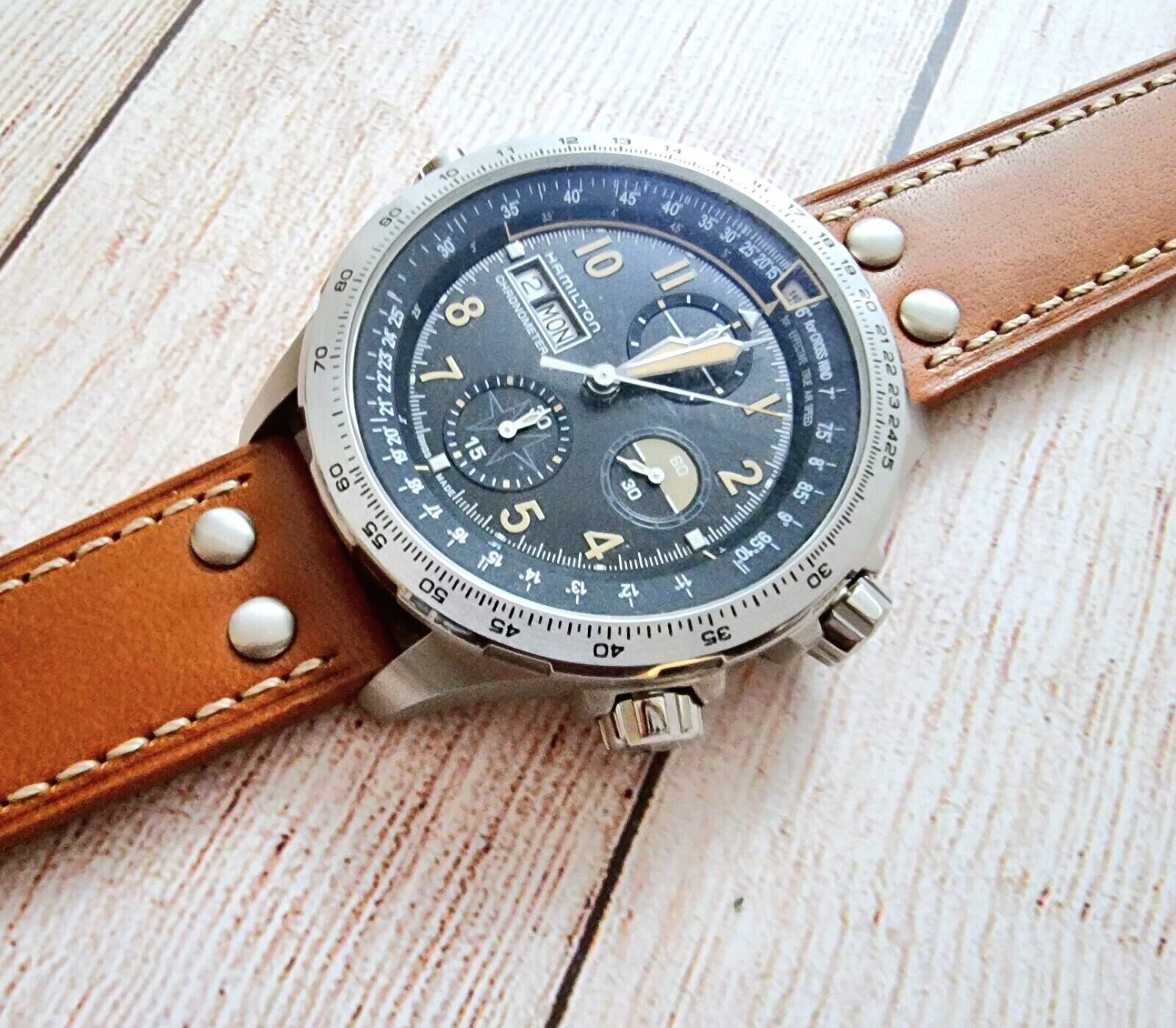 Cinturino per orologio in pelle resistente con rivetto Pilot Flieger Aviator 18mm 20mm 22mm 24mm - Italia