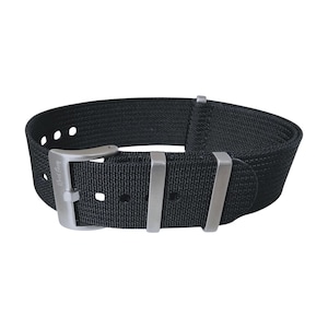 Geribbeld opgewaardeerd nylon militair horlogebandje 1,4 mm dik 20 mm 22 mm zwart