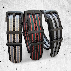 Black Buckle Nylon Watch Strap Band Military Army James Bond 20mm 22mm