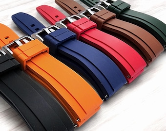 FKM Rubber Watch Strap Band Mens Premium Divers Sports Two Piece 20mm 22mm 24mm
