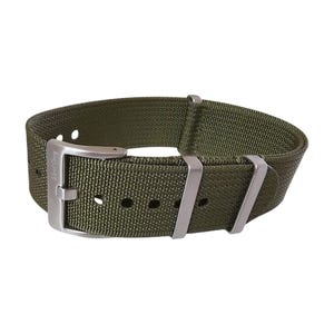Geribbeld opgewaardeerd nylon militair horlogebandje 1,4 mm dik 20 mm 22 mm kakigroen