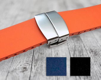 FKM Rubber Watch Strap: Cut-to-Size Band with Butterfly Clasp