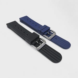 Correa de reloj de caucho FKM con diseño de gofre (20 mm y 22 mm), color azul imagen 5