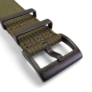 Black Buckle Ribbed Nylon Watch Strap Band Military Divers 20mm 22mm image 3