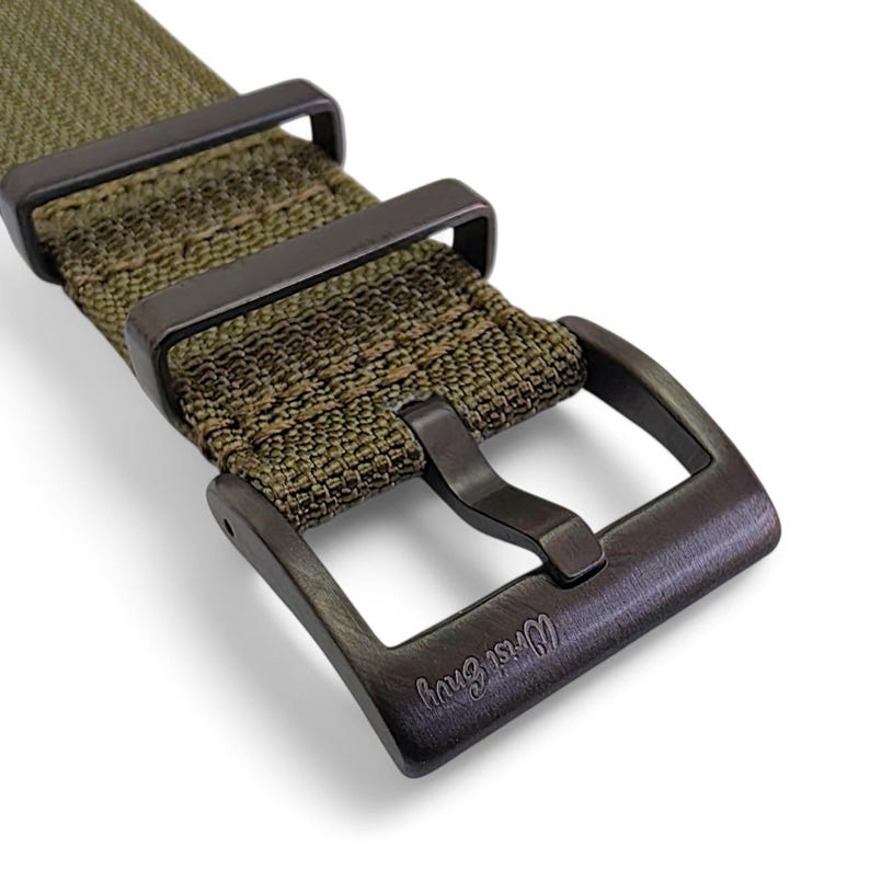 Black Buckle Ribbed Nylon Watch Strap Band Military Divers 20mm 22mm image 3