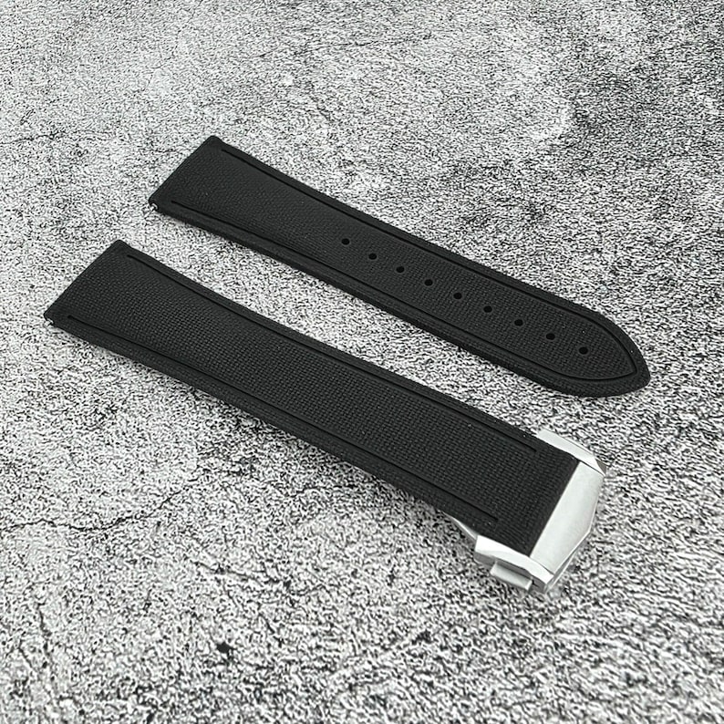 Marine Pro Deploy FKM Rubber Watch Strap 20mm 21mm 22mm Black image 1