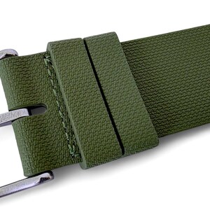 Green FKM Rubber Watch Strap: Military Style, 20mm 22mm One Piece image 5