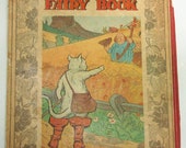 Hardcover Vintage Children's Book, Front Cover ONLY to Frame, Vintage Fairy Book, Vintage Puss In Boots, Vintage Kids Room Decor