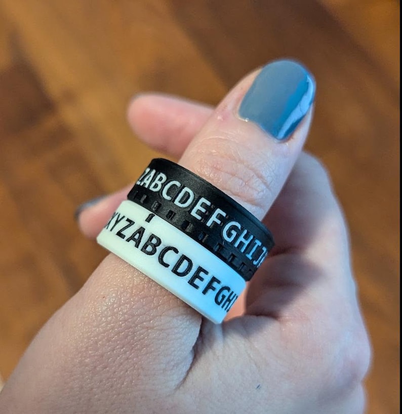 CipherFidget v2 - Decoder Ring Bundle | Mix & Match 3D Printed STEM Fidget Toy | Classroom Cryptography Kit | Secret Code Spy Rings Bulk image 4