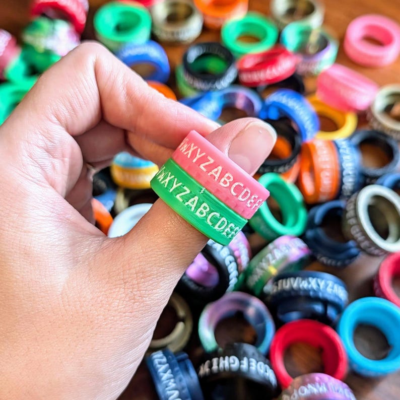 CipherFidget v2 - Decoder Ring Bundle | Mix & Match 3D Printed STEM Fidget Toy | Classroom Cryptography Kit | Secret Code Spy Rings Bulk image 1