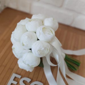 İvory Peony Bridal Bouquet,  Elegant Wedding Flowers, wedding accessories, bridesmaid, artificial flower bouquets