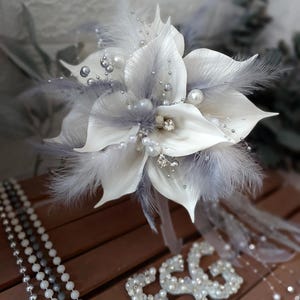 Gray Ornament Calla Lily Bouquet, Engagement Wedding Flower, Wedding accessory, bridal bouquets
