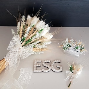 Bouquet di tulipani bianchi Bouquet da sposa primaverile Bouquet da sposa Tulipano al tatto reale Bouquet da sposo Boutonniere Bouquet da damigella d'onore
