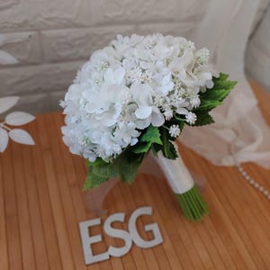 Weißer Hortensienstrauß, elegante künstliche Hochzeitsblumen, Brautsträuße