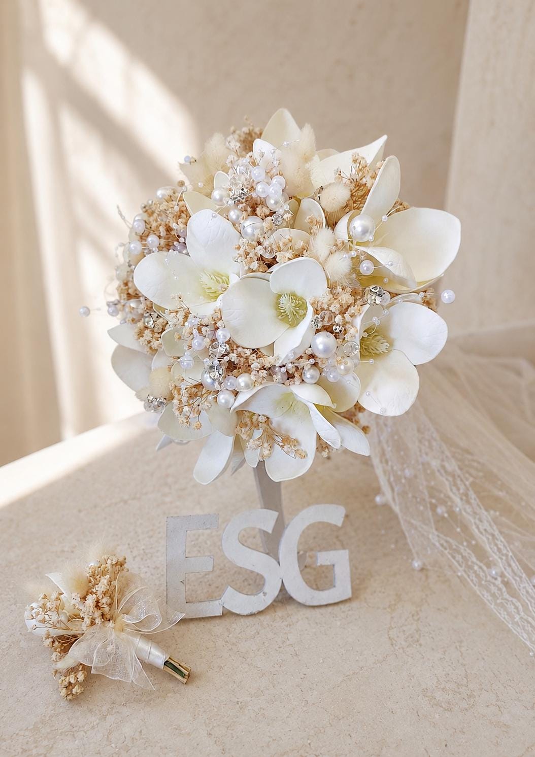 Magnolia Wedding Bride Bouquet - Etsy