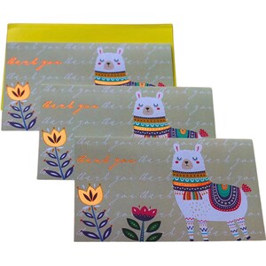 12 grandes cartes de remerciement avec enveloppes, cartes de voeux vierges rustiques lama bohème mignon, baby shower, appréciation de l'enseignant, gratitude d'entreprise