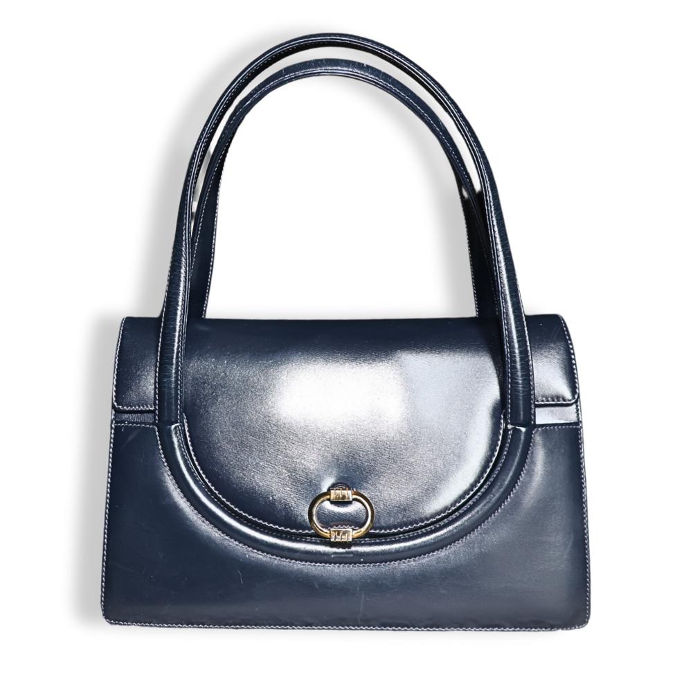 バッグ 858 vintage old gucci gg hand bag navy RARE Gucci Vintage GG Web Monogram Navy Blue PVC Leather