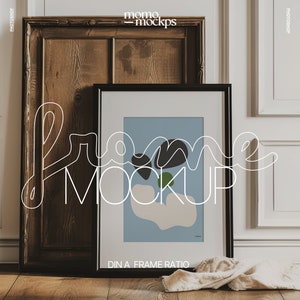 Black Frame Mockup PSD: DIN A Kunstwerk mit optionalem Passepartout (Digitaler Download)