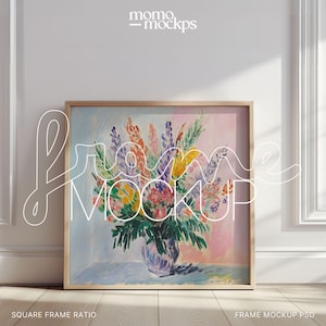 Square Frame Mockup |  Painting Mockup Artwork Mockup | PSD Photoshop Mockup | Digital Minimalist Modern | Wall Art Frame Template