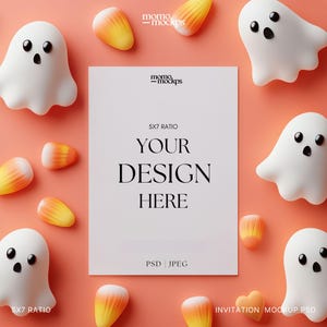 Halloween Card Mockup | Halloween Invitation 5x7 Menu Mockup | Cute Card Mockup | Halloween Party Card | JPEG PSD Invitation Mockup Autumn