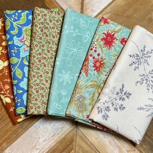 Pacchetto per quilting Fat Quarter - Verde/Blu/Marrone (Cachi)