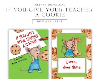 If You Give Your Teacher a Cookie, Teacher Appreciation Gift End of Year Teacher Gifts Book Template Gift Canva Editable Instant Download