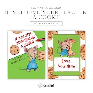If You Give Your Teacher a Cookie, Teacher Appreciation Gift End of Year Teacher Gifts Book Template Gift Canva Editable Instant Download