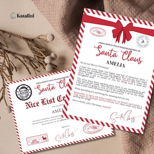 Paquete EDITABLE: Carta oficial de PAPÁ NOEL / Certificado de lista NICE / Navidad personalizada del Polo Norte / Plantilla imprimible