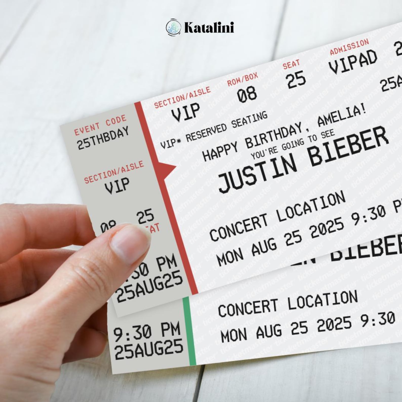 Custom Concert Ticket Template Personalized Event Ticket Surprise Custom Concert Ticket Template Personalized Event Ticket Surprise