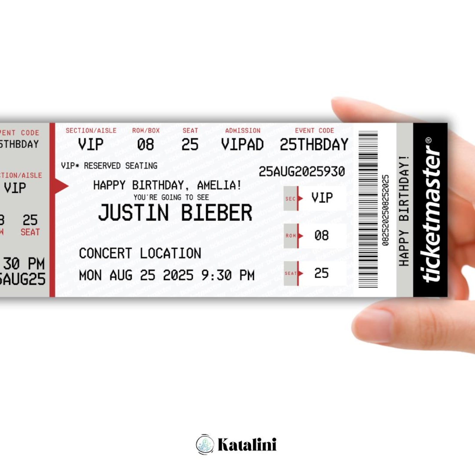 Custom Concert Ticket Template Personalized Event Ticket Surprise Custom Concert Ticket Template Personalized Event Ticket Surprise