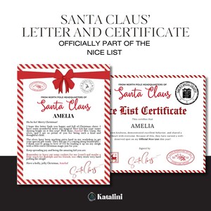 PAQUETE EDITABLE Carta de aprobación de Papá Noel Carta de aprobación + Certificado de lista de buenos deseos Plantilla editable Descarga instantánea imprimible, Canva