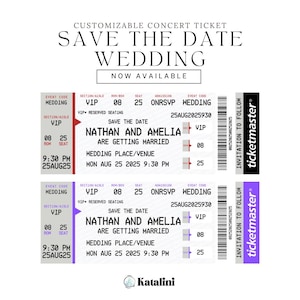 Benutzerdefinierte Save the Date Hochzeits-Konzertkarte Ticketmaster Vorlage Fake Concert Stub Souvenir