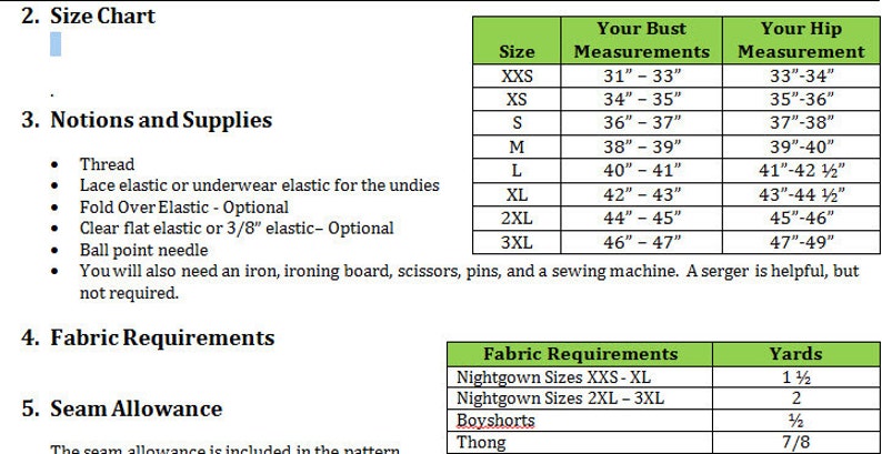 Norah Nightie and Panties PDF Sewing Pattern XXS to 3XL image 5