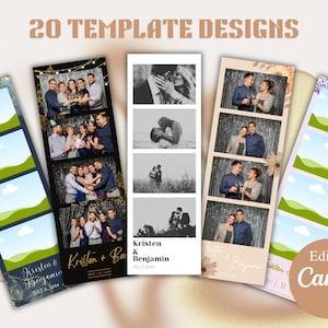 Fotostripsjabloon Huwelijksverloving Photostrip Photo Booth Volledig bewerkbaar canvas Fotolijsten Uitnodigingskaart Trouwfoto Klant