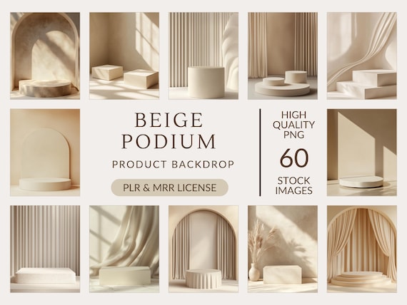 Product Podium Beige Products Display Stand Neutral Showcase Product Photography Backdrop Product Digital Background Minimalistic Mockup Png