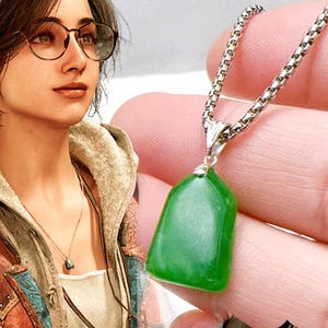 EXCLUSIVE Fanmade Nephrite Jade Pendant Necklace Inspired by Alma – Monster Hunter Wilds Cosplay Jewelry, Handcrafted Green Jade Charm