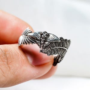 EXCLUSIEF Ellie&#39;s Moth & Fern sterlingzilveren ring – geïnspireerd op Ellie&#39;s Tattoo uit The Last of Us Part II, Ellie&#39;s Tattoo Jewerly