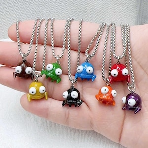 PREMIUM R.E.P.O. Monster Necklace – Handcrafted 950 Silver Alien Pendant with Colorful Gloss Finish | Gamer Jewelry, Halloween 2025 Gift