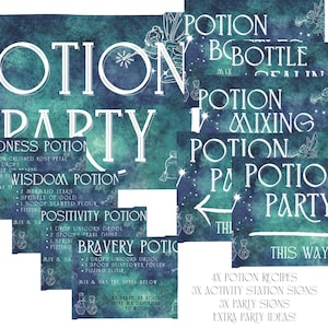 Magical Potion Party Printable Spell recipe cards kids Party Activities Signage fun activity ideas  magic mixies theme magical party games