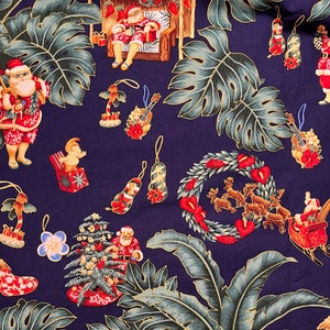 Hawaiian Christmas Santa Fabric sold by the half yard image 4