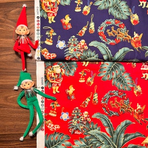 Hawaiian Christmas Santa Fabric sold by the half yard image 2