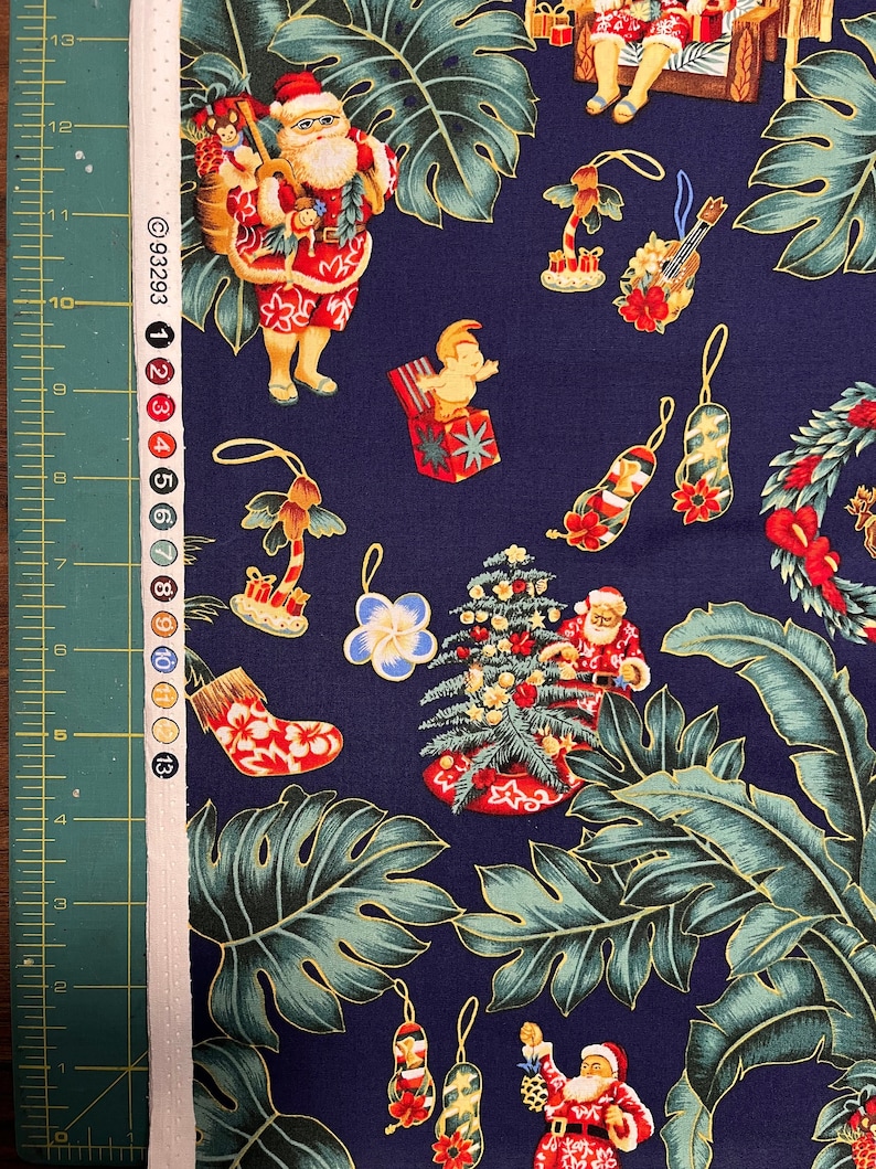 Hawaiian Christmas Santa Fabric sold by the half yard image 5