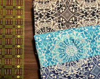 Tela Mandala Circles en monocromo / Keepsake Calico / Vendido por Half Yard