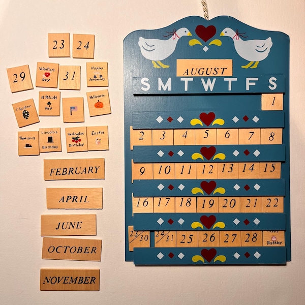 Vintage Wooden Perpetual Calendar - Geese Country Home