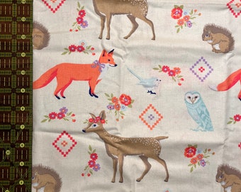 Woodland Creatures COTTON - tela de garabatos punto a punto - vendido por PIEZA